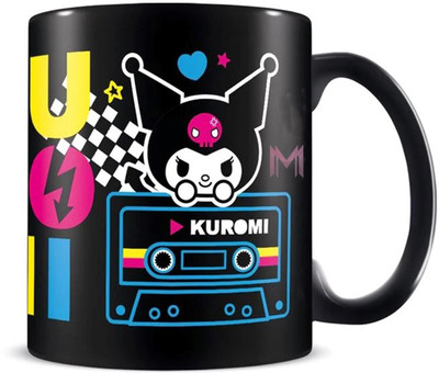 MaddockCorp Kuromi 90s Neon Style Printed Black Ceramic Coffee Mug(350 ml)