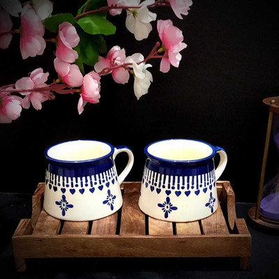 laxmi creation KASHMERICOFFEE MUGS CERAMIC MUGS (2 MUGS PAIR) Ceramic Coffee Mug(300 ml, Pack of 2)