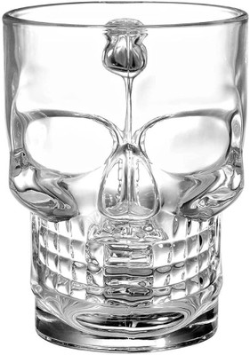 V Bright Skull Glass Beer with Handle, Heavy Base Funny Beer Stein Cup Glass Beer Mug(500 ml)