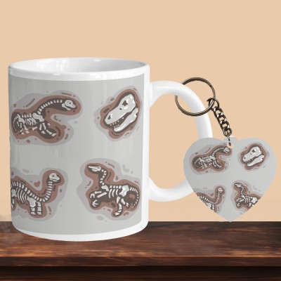 VM SHOPPING MALL Dinasaur R-H Ceramic Coffee Mug(330 ml, Pack of 2)