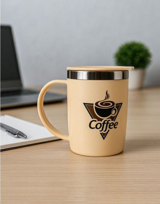 PRILS Stylish Stainless steel Coffee mug Stainless Steel, Plastic Coffee Mug(400 ml)