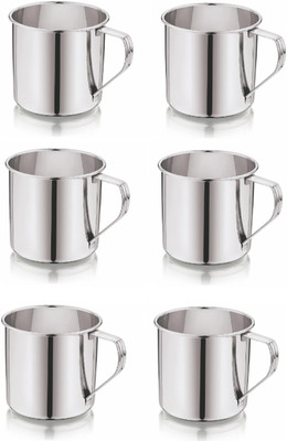 Dynore Set of 6 Pcs Multipurpose usage/Tea/Coffee Serving- 300 ml Silver Stainless Steel Coffee Mug(300 ml, Pack of 6)