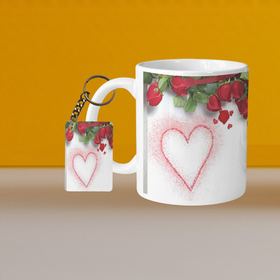 VM MALL 101_VM Hugs And Kisses L-H Ceramic Coffee Mug(320 ml, Pack of 2)