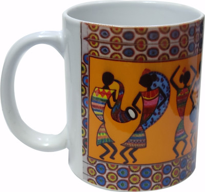 heeva creation Warli Print Ceramic Coffee. Ceramic Coffee Mug(330 ml)