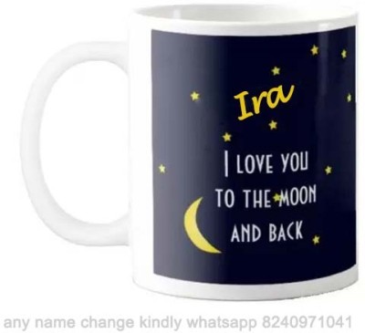 GNS Romantic Gift for Ira Love you to Moon and Back 075 Ceramic Coffee Mug(325 ml)