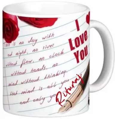 GNS Romantic Gift for Rituraj I Love You Letter 081 Ceramic Coffee Mug(325 ml)