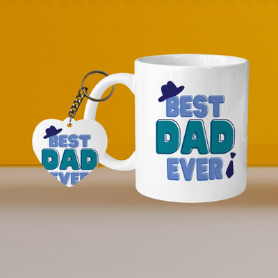 VM SHOPPING MALL Perfect for Coffee and Tea - With Keychain VM Best Dad Ever L H Ceramic Coffee Mug(330 ml, Pack of 2)