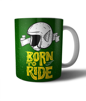 Daddy dream NEW-BorntoRide(Riding/Motorbiking/Rider)Multi-1396 Ceramic Coffee Mug(325 ml, Pack of 3)