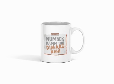 Tulip Art Number kam Hai Dimag Nahi white coffee and tea mugs/ cups for bollywood lovers Ceramic Coffee Mug(250 ml)