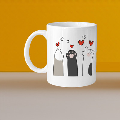 Print Ginnie 101_Perfect for Coffee and Tea - Single Pack VM Cat Paws L Ceramic Coffee Mug(325 ml)