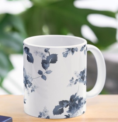 Printsalive Leafs water colour printed Classic Ceramic coffee mug set of 2 Ceramic Coffee Mug(177 ml, Pack of 2)