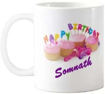 Exocticaa Happy Birthday Gift for Somnath HBD Quote 074 Ceramic Coffee Mug(325 ml)