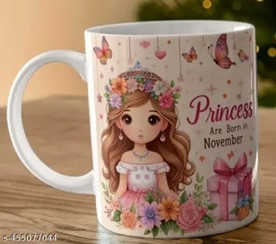 Manorath Princess are born in November Ceramic Printed Coffee Design, Durable & Micro Ceramic Coffee Mug(345 ml)