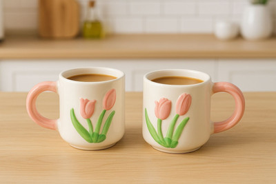 Dream gift collection H112 Bone China Coffee Mug(400 ml, Pack of 2)