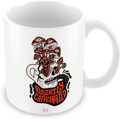 MaddockCorp Violently Caffeinated Printed White Ceramic Coffee Mug(350 ml)