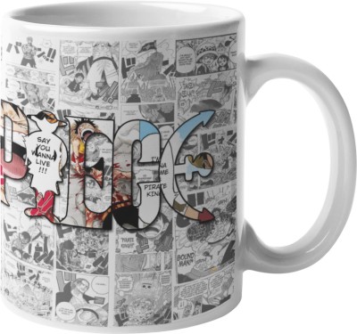 Manga Shop One Piece Anime Typography Manga Style Printed | Hard Quality Cup For Tea Ceramic Coffee Mug(325 ml)