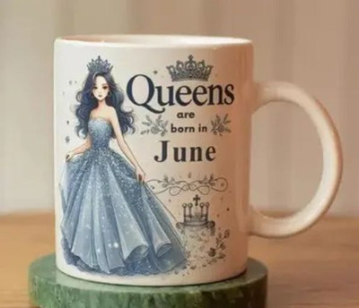Manorath Queens Are Born In June (2) White Printed Ceramic Coffee mug Ceramic Coffee Mug(345 ml)
