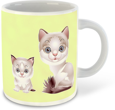 FLEXERSTYLE NEW2025-CSK Cat Lover White Ceramic Coffee With Coaster -D5 Ceramic Coffee Mug(325 ml)
