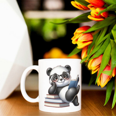 Zipcartz Cute Panda Print Coffe Lover Ceramic Coffee/Tea Cup for Kids & Adults Ceramic Coffee Mug(300 ml)