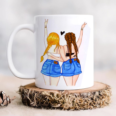 Printhorizon Best Friend Coffee for Girl Cute Bestie with Friendship Quotes PrintM_763 Ceramic Coffee Mug(325 ml)