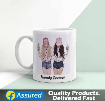 Manorath Creations friends Forever Crazy girl Style Happy Friendship Day Designer Cerami Ceramic Coffee Mug(345 ml)