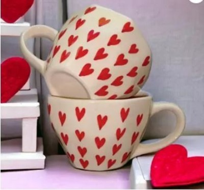 Classydesigners Sweetheart Cup Combo(All Heart cup to Gift to Best Friend and Love) set of 2 Ceramic Coffee Mug(210 ml, Pack of 2)