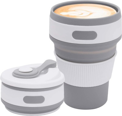 VIDORA Silicone Collapsible Portable Tea Coffee Water Thermos Travel Plastic Coffee Mug(350 ml)