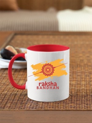 PRINT YOUR DREAM Raksha Bandhan Inner Printed Red Special Rakhi Gift for Sister & Brother Ceramic Coffee Mug(330 ml)