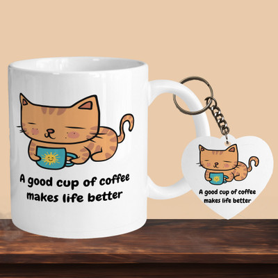 VM MALL 101_A Good Cup Of Coffee Makes Life Better R-H Ceramic Coffee Mug(330 ml)