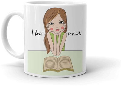 Clapcart I Love To Read Design Printed Ceramic Coffee Mug(350 ml)