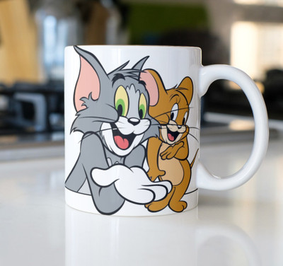 S Creation Tom and Jerry printed coffee mugs m-9 Ceramic Coffee Mug(350 ml)
