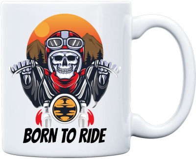 Bhavya Lifestyles Born to Ride Printed Cup Ceramic Coffee Mug(330 ml)