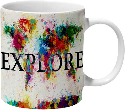 Mooch Wale Explore The World Ceramic Coffee Mug(325 ml)