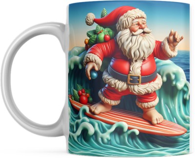 Srirudh Christmas Joy in a: Santa Claus Coffee Delight - Ceramic Coffee Mug(350 ml)