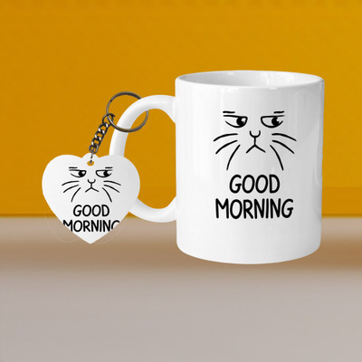 Hunter Studio 101_VM Meow Cat L Ceramic Coffee Mug(300 ml, Pack of 2)