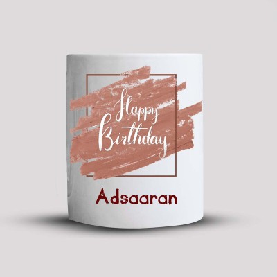 badri creations Happy Birthday Adsaaran With Photo White Coffee Ceramic Coffee Mug(350 ml)