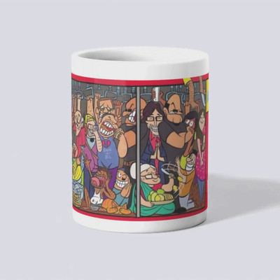 makekart Humorous & Detailed Mumbai Local Commuter Ceramic Coffee Mug(325 ml)
