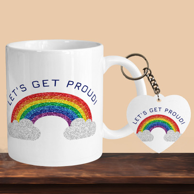 Hunter Studio 101_Lets Get Proud R-H Ceramic Coffee Mug(330 ml, Pack of 2)