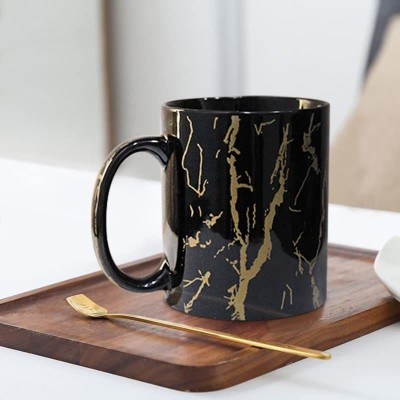Earthen Black Copper Gold Coffee/Milk Ceramic Coffee Mug(370 ml)