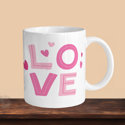 Hunter Studio 101_Love 04 R Ceramic Coffee Mug(330 ml, Pack of 2)