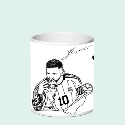 GSSTUDIO Messi Signature|FIFA World Cup Champion Football|Fancy cool, HD printed Ceramic Coffee Mug(350 ml)