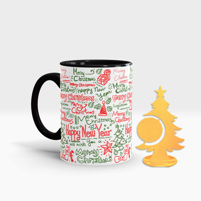 Fifth and Moon C-BLK-TREE-79 Ceramic Coffee Mug(320 ml, Pack of 2)