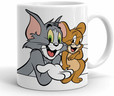Cheeksy Tom & Jerry Coffee || Coffee Cartoon Printed Tom and Jerry Ceramic Coffee Mug(330 ml)
