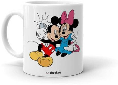 Cheeksy Micky And Minnie Mouse Taking Selfie Ceramic Coffee Mug(350 ml)
