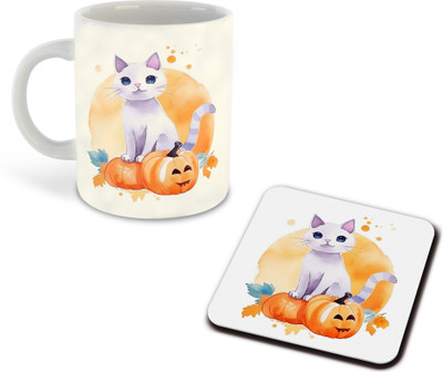 whats your kick CSK Cat Lover White Ceramic Coffee With Coaster -D24 Ceramic Coffee Mug(325 ml)