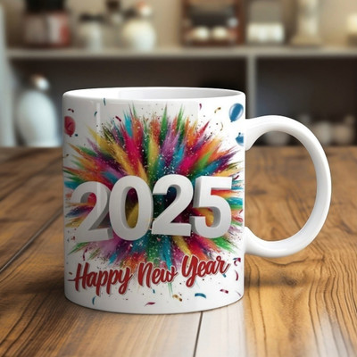 Mahakaal Happy new year 2025 wish Ceramic Coffee Mug(300 ml)