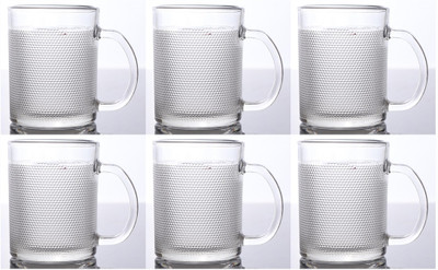 Avastro Doted Grip Tea Portable Coffee Cup with Handle for Hot/Cold Drinks Milk Cup Glass Coffee Mug(270 ml, Pack of 6)