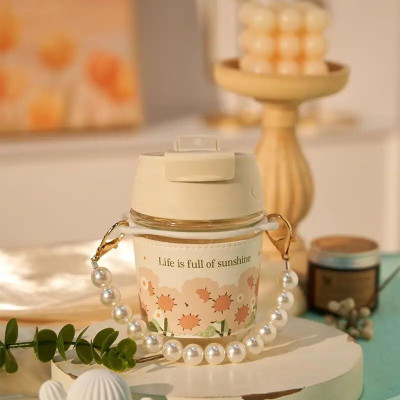 shgenterprise Pearl Chain Belt & Sleeve Glass Coffee Mug(350 ml)