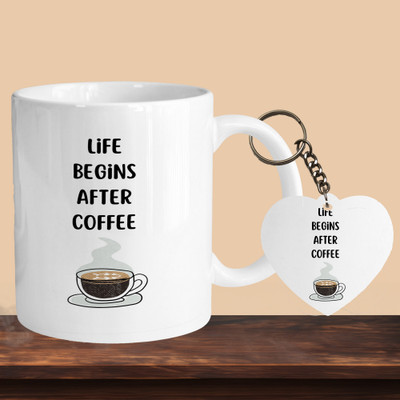 Print Ginnie 101_Life Begains Aftyer Coffee R-H Ceramic Coffee Mug(325 ml)