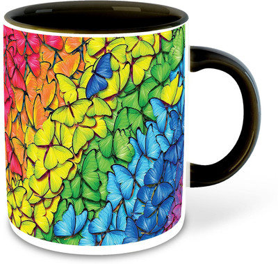 Daddy dream NEW-ButterflyLoverPrintedBlack-1976 Ceramic Coffee Mug(325 ml, Pack of 4)